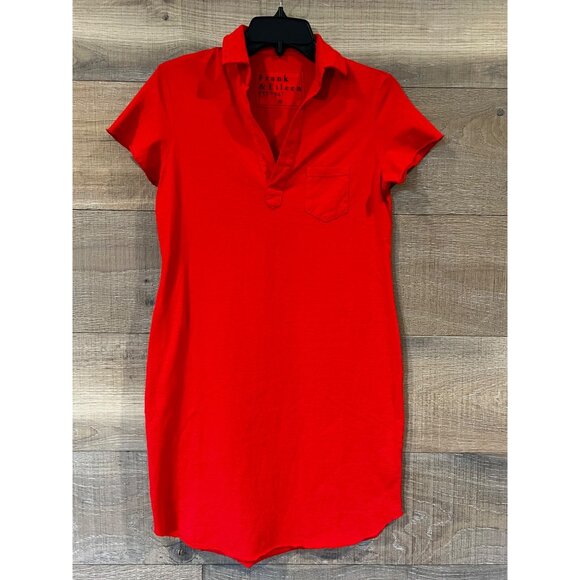 NEW FRANK & EILEEN PERFECT POLO DRESS - DOUBLE DECKER RED SIZE S - Picture 3 of 8